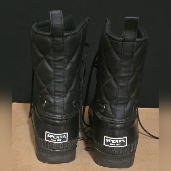 Sperry Ladies Duck Boots Women’s Size 6 Black Quilted Warm Waterproof - Picture 4 of 13